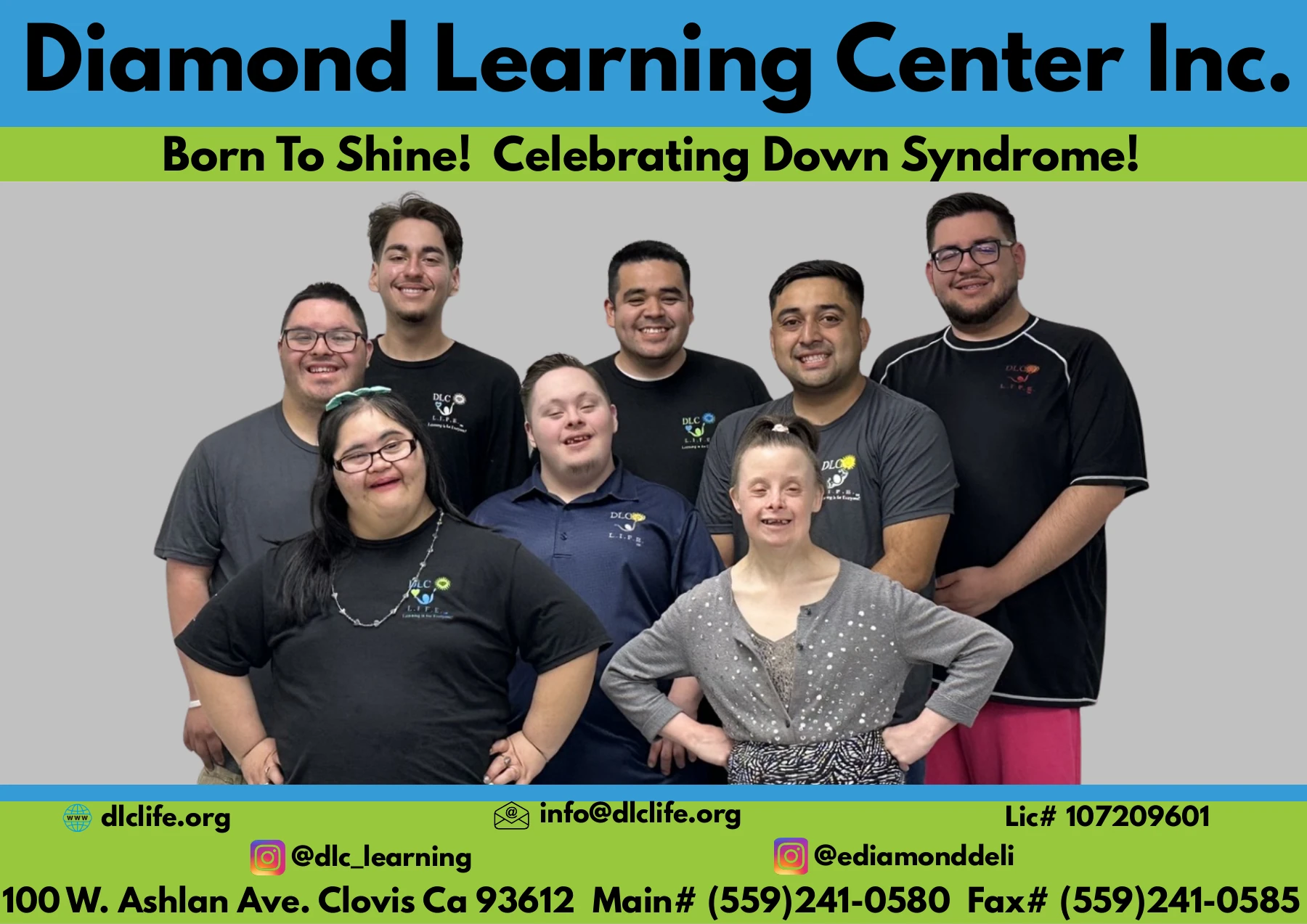 Diamond Learning Center: Born To Shine! Celebrating Down Syndrome! Group portrait of adults.